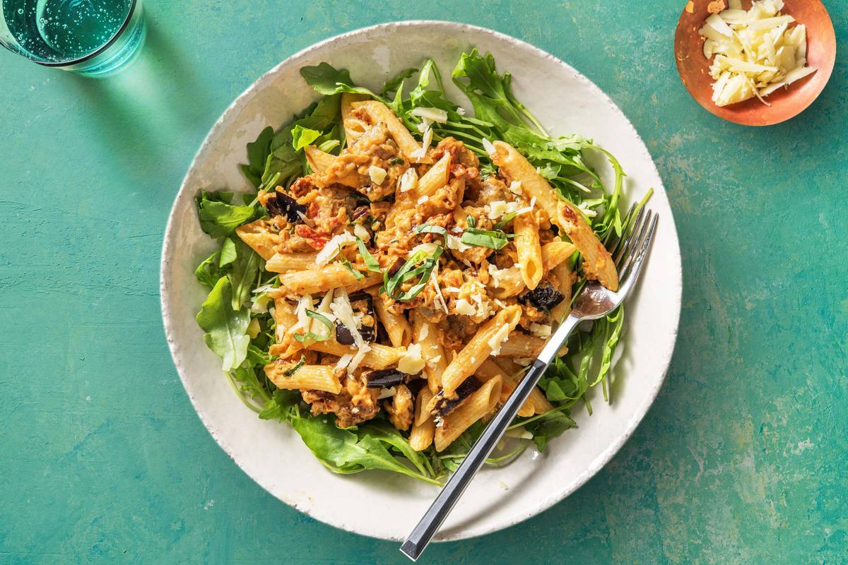 Penne in aubergine-roomsaus