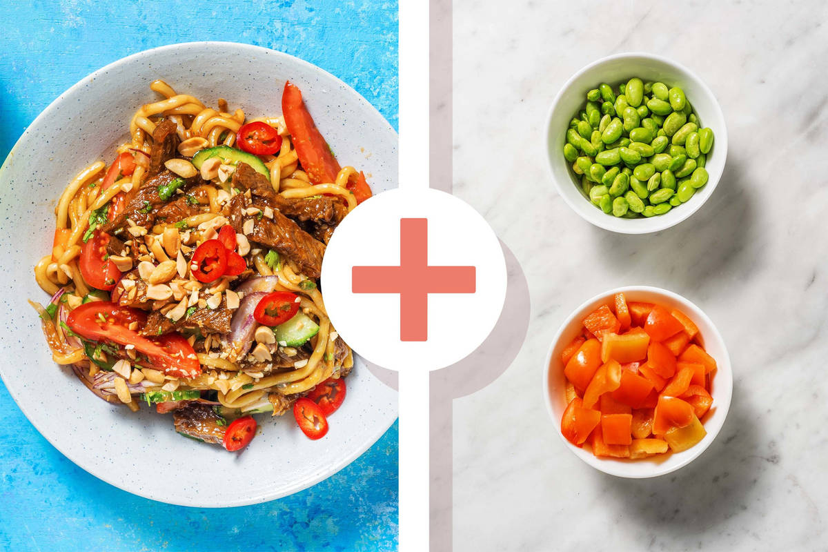 Aziatische fusionsalade met vegetarische runderstukjes