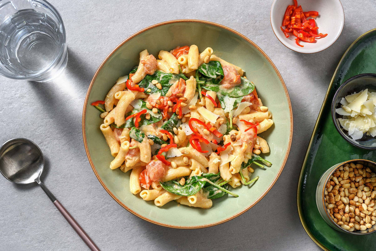 Schnelle Torchietti mit Pesto Calabrese
