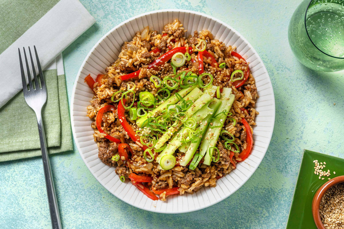 One Pot Bulgogi Bowl mit Bio-Rinderhackfleisch