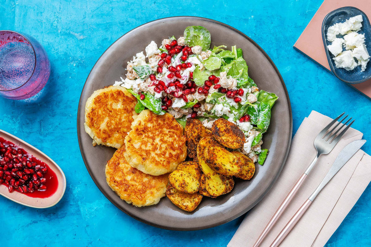 Winter Bowl mit Onion Fritters & Granatapfel