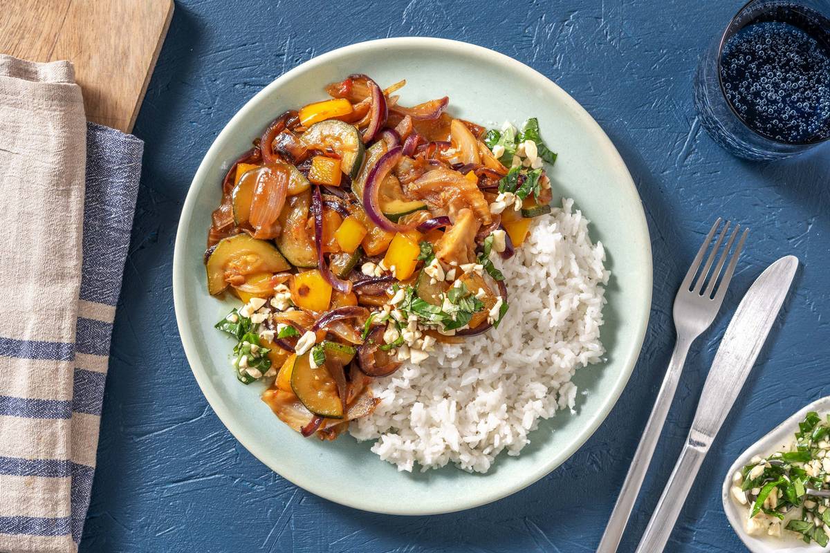 Gemüsepfanne mit Fenchel und Thai-Basilikum