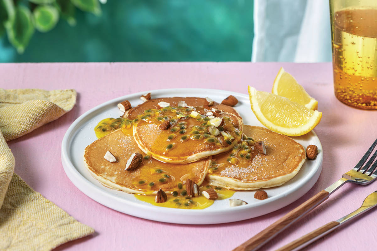 Pancakes & Passionfruit Lemon Sauce