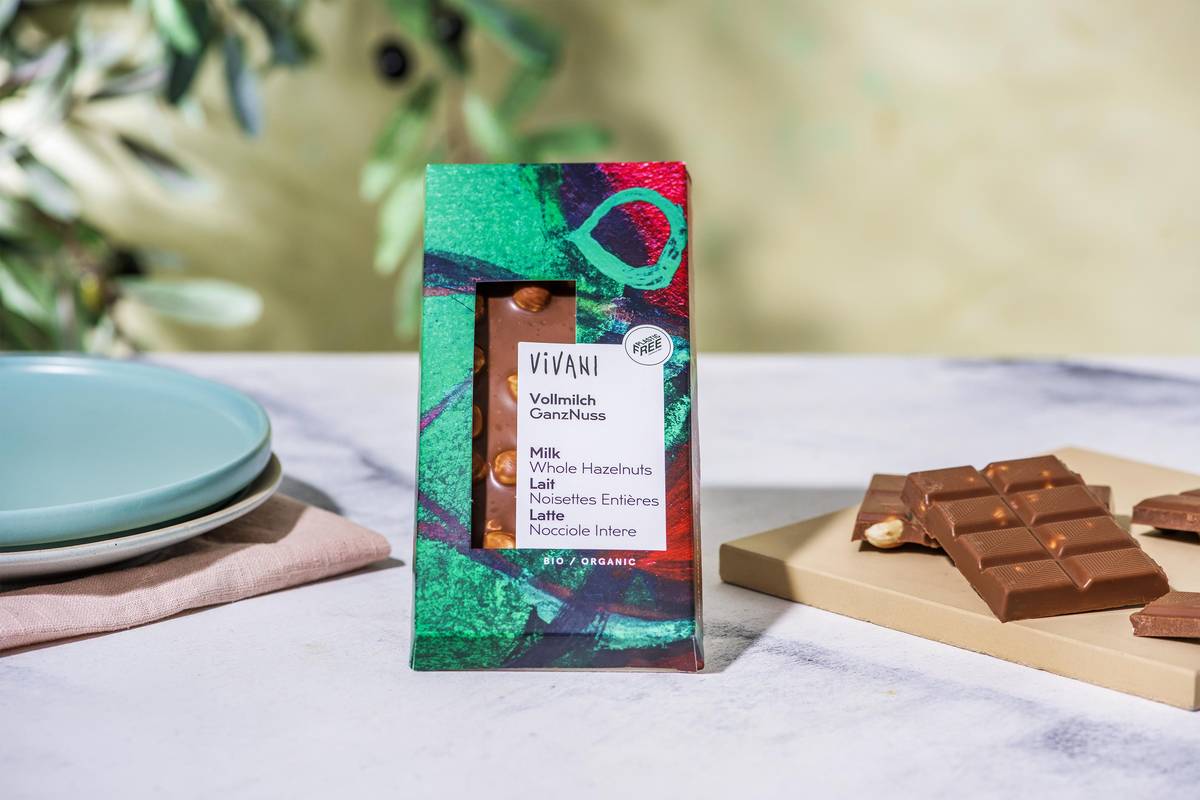 BIO Milk Chocolate with Hazelnuts DE/EN/FR/NL/DK/SE (100g)