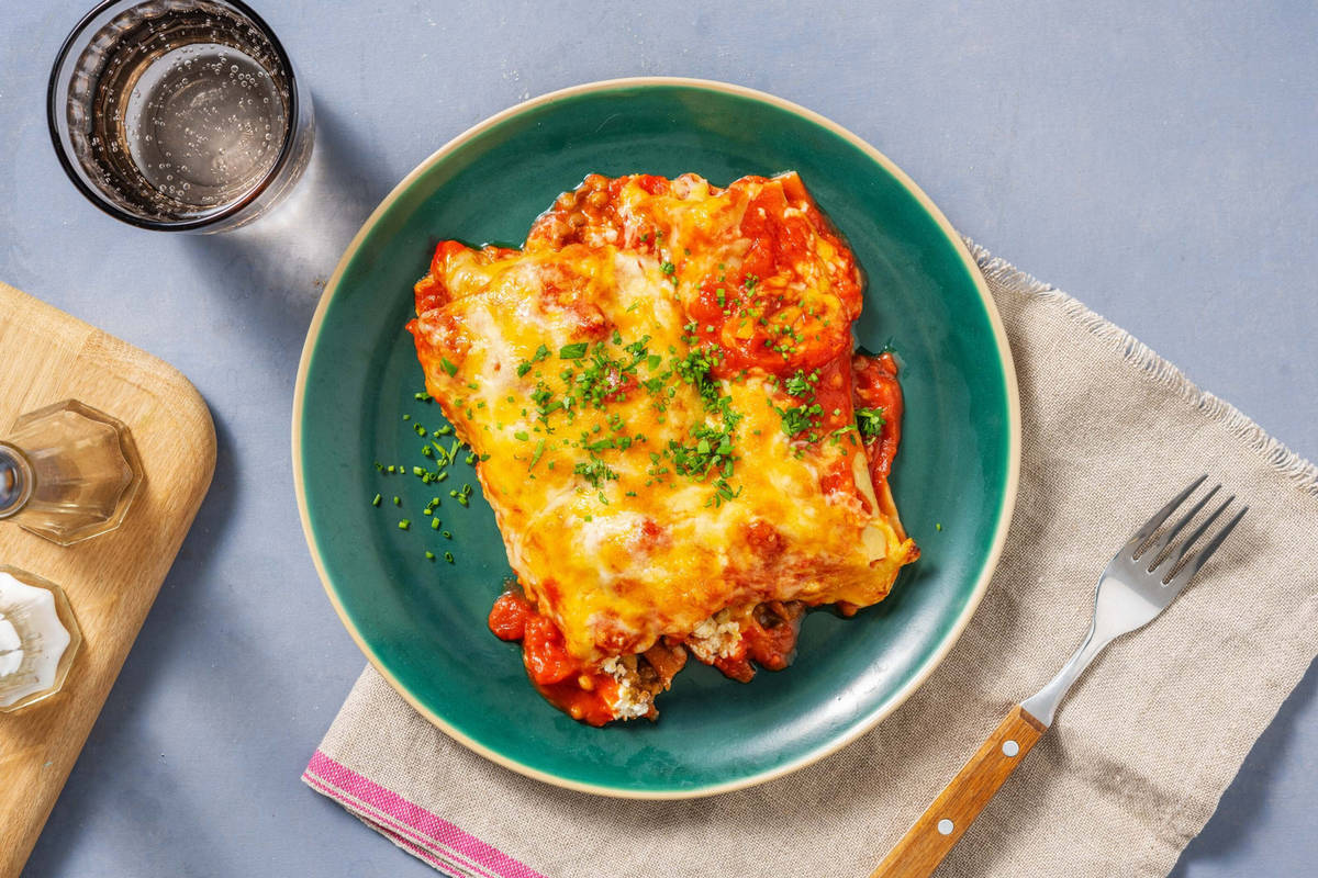 Überbackene Lasagneröllchen