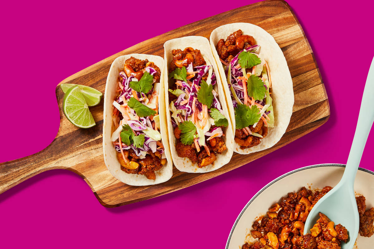 One-Pan Sweet & Spicy Cashew Shrimp Tacos