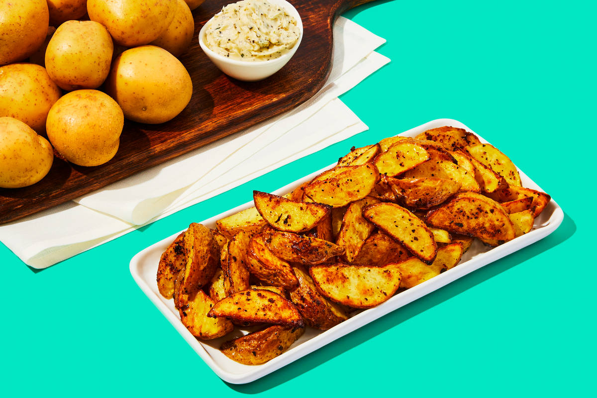 Garlic Butter Roasted Potato Wedges