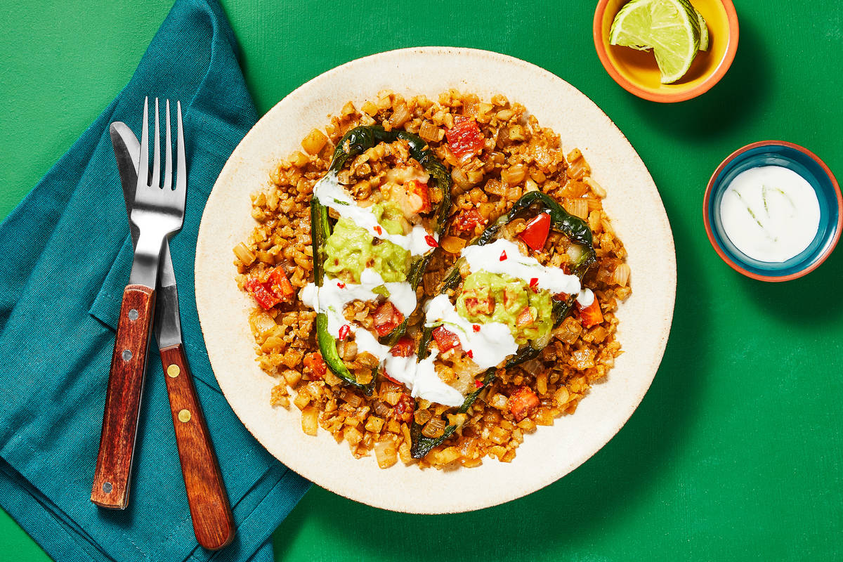 Mexi-Cauli Rice Stuffed Poblanos