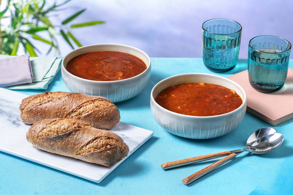 Verse minestrone en woutkorn demi-baguette