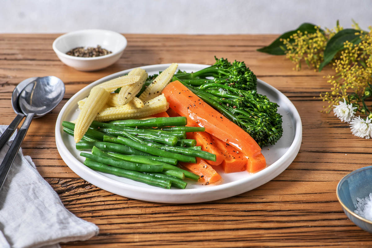 Baby Corn, Carrots & Greens Side