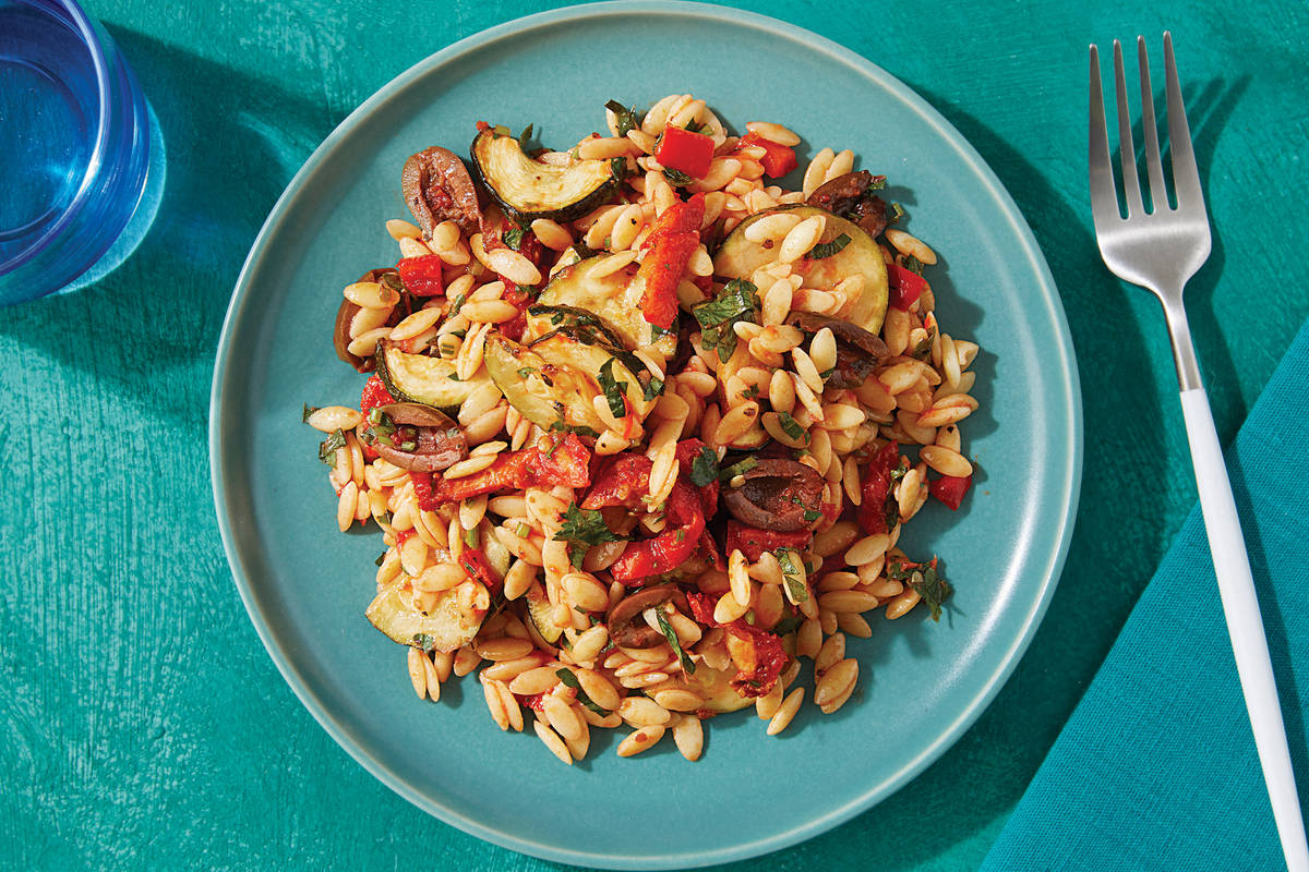 Antipasto Risoni Salad with Red Pesto Dressing