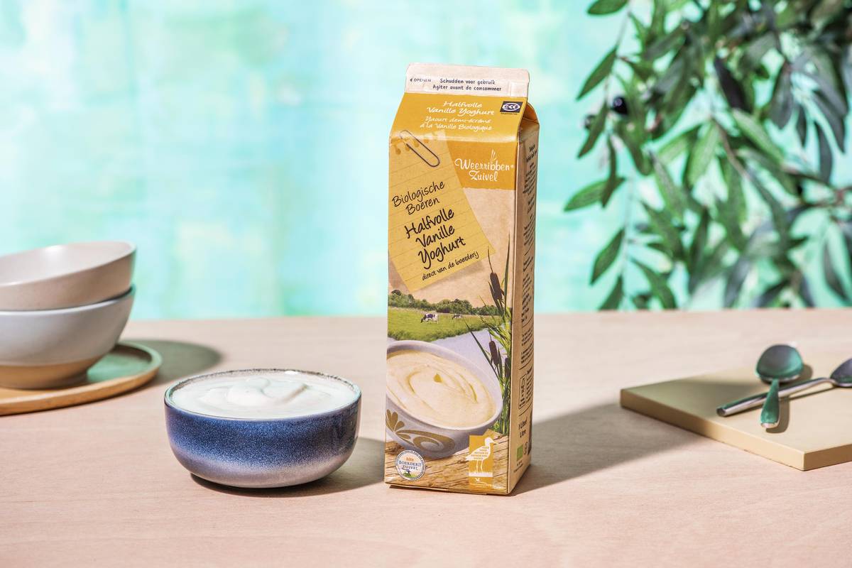 Weerribben halfvolle organic vanille yoghurt (1L) (NL/FR)