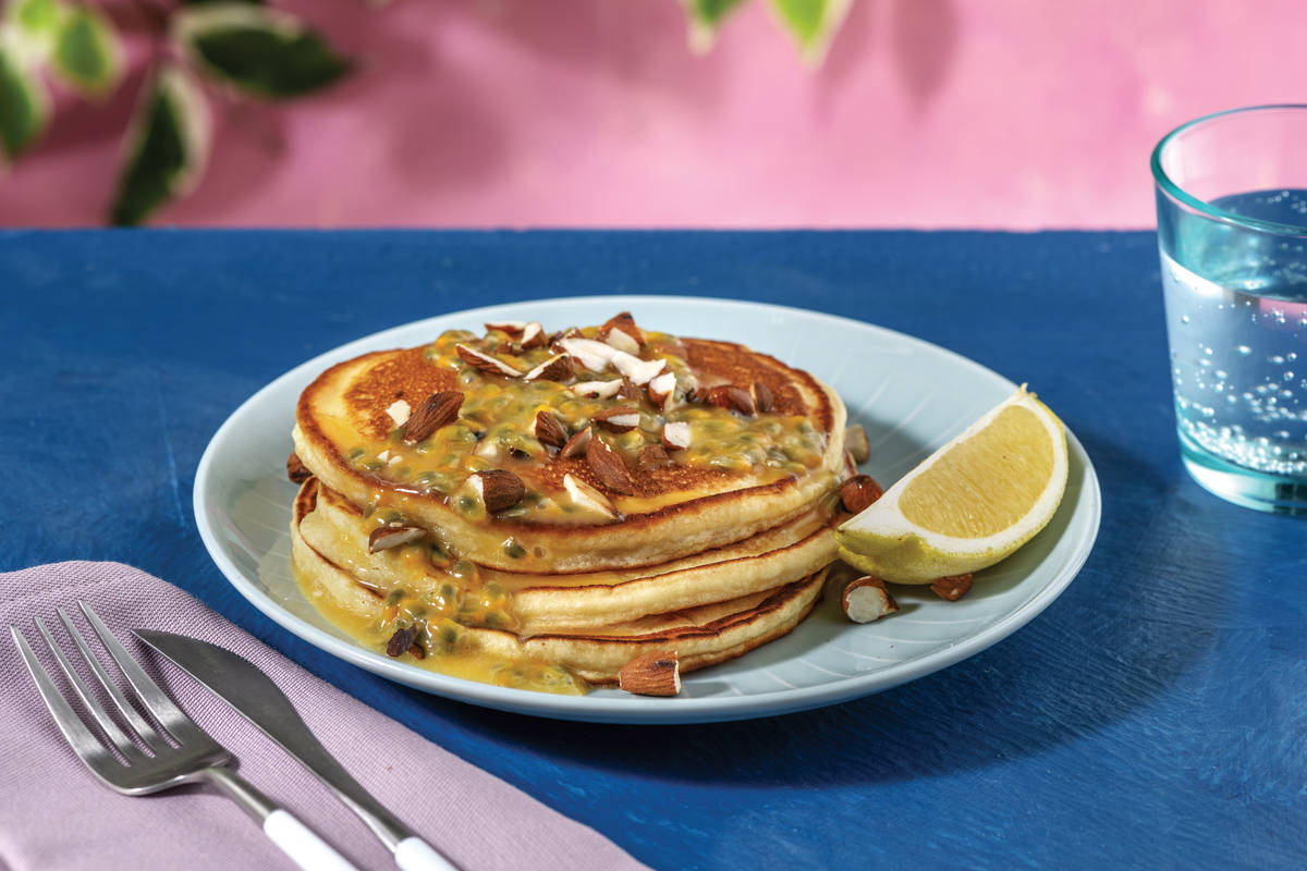 Pancakes & Passionfruit Lemon Sauce