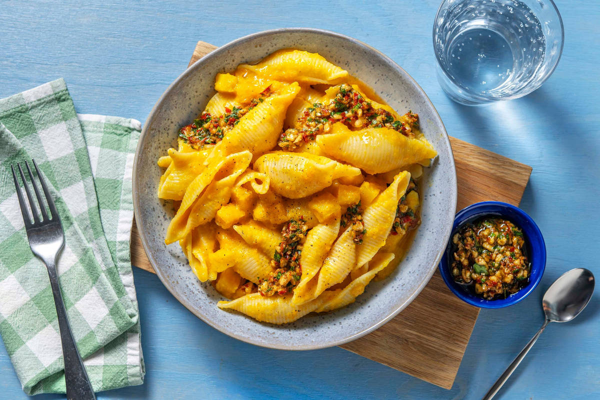 Conchiglie mit veganer Miso-Karottensoße
