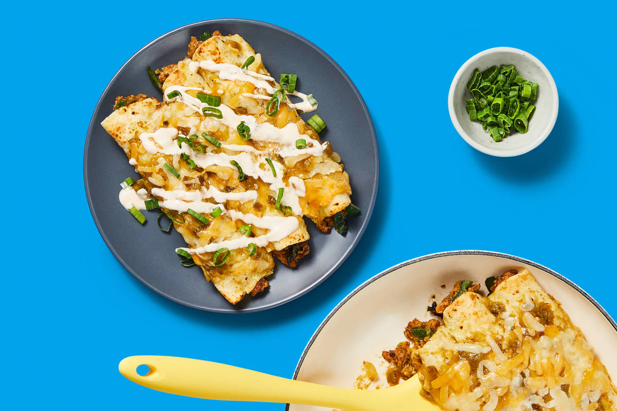 One-Pan Pork Enchiladas Verdes