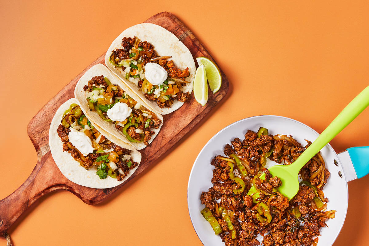 One-Pan Mango Salsa Organic Beef Tacos