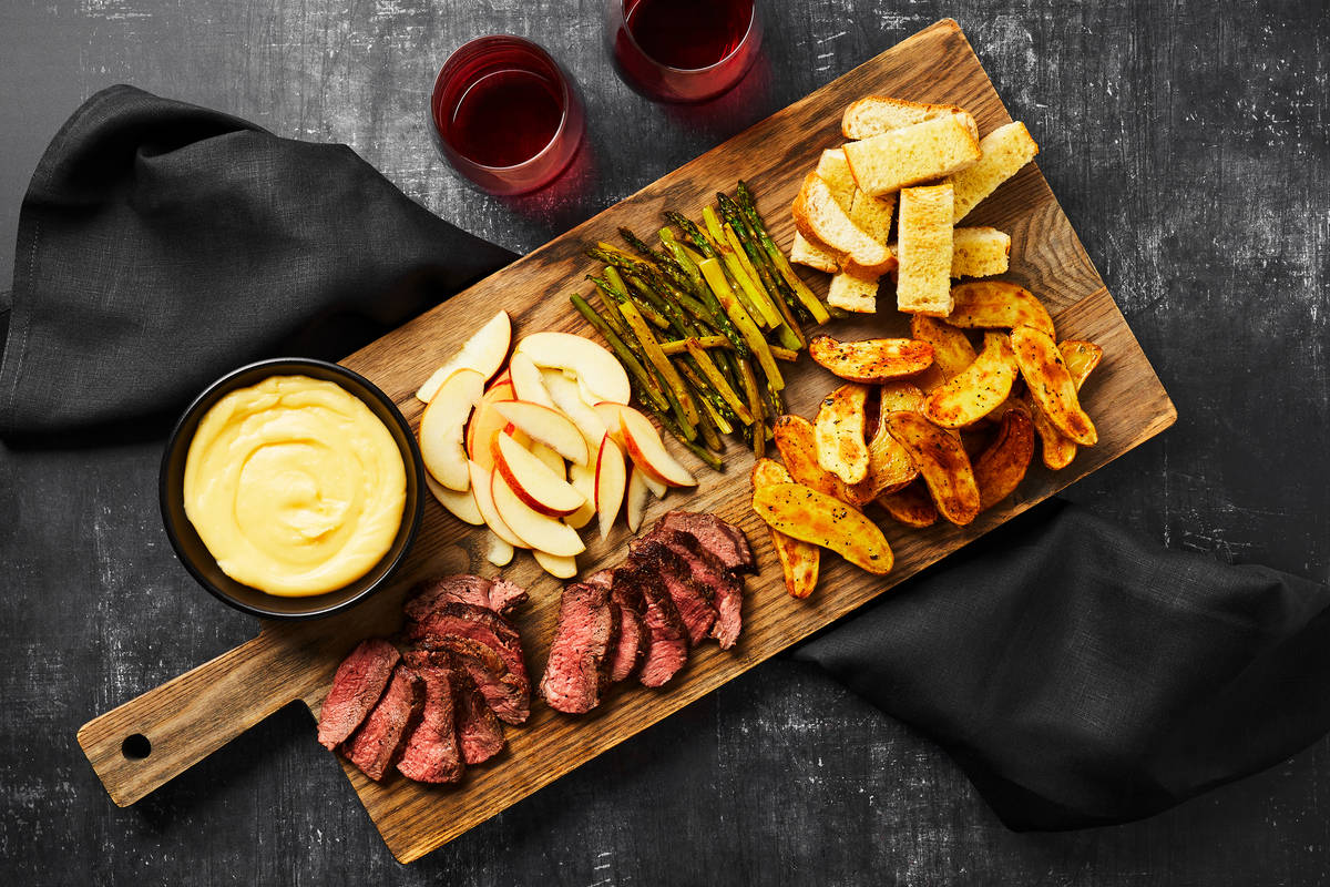 Beef with Cheddar-Gouda Fondue