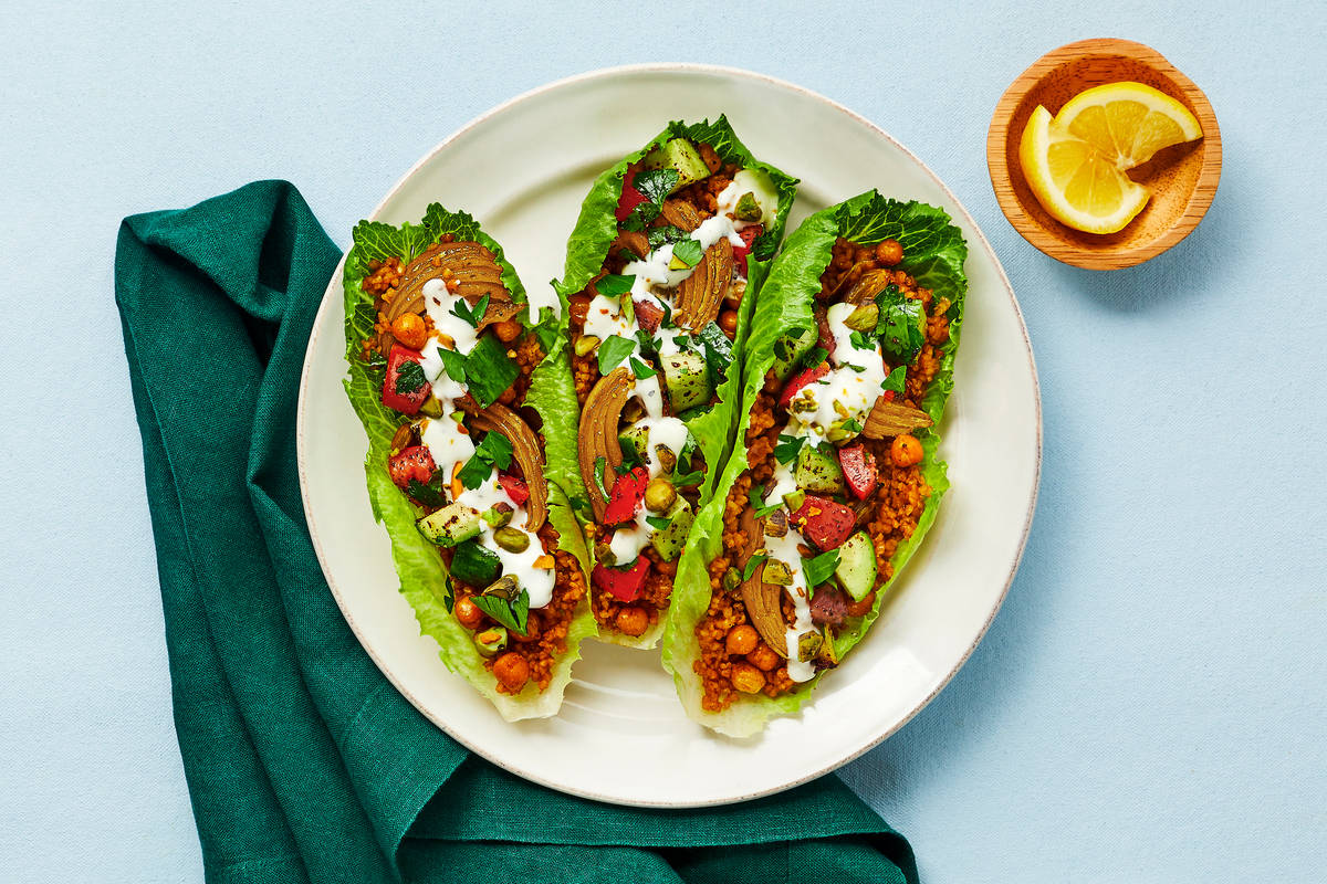 Shawarma Turkey & Chickpea Lettuce Wraps