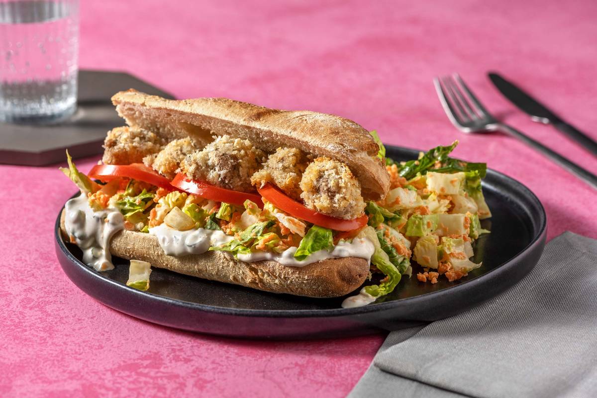 Veggie Po'-Boy: Sandwich mit crunchy Champignon