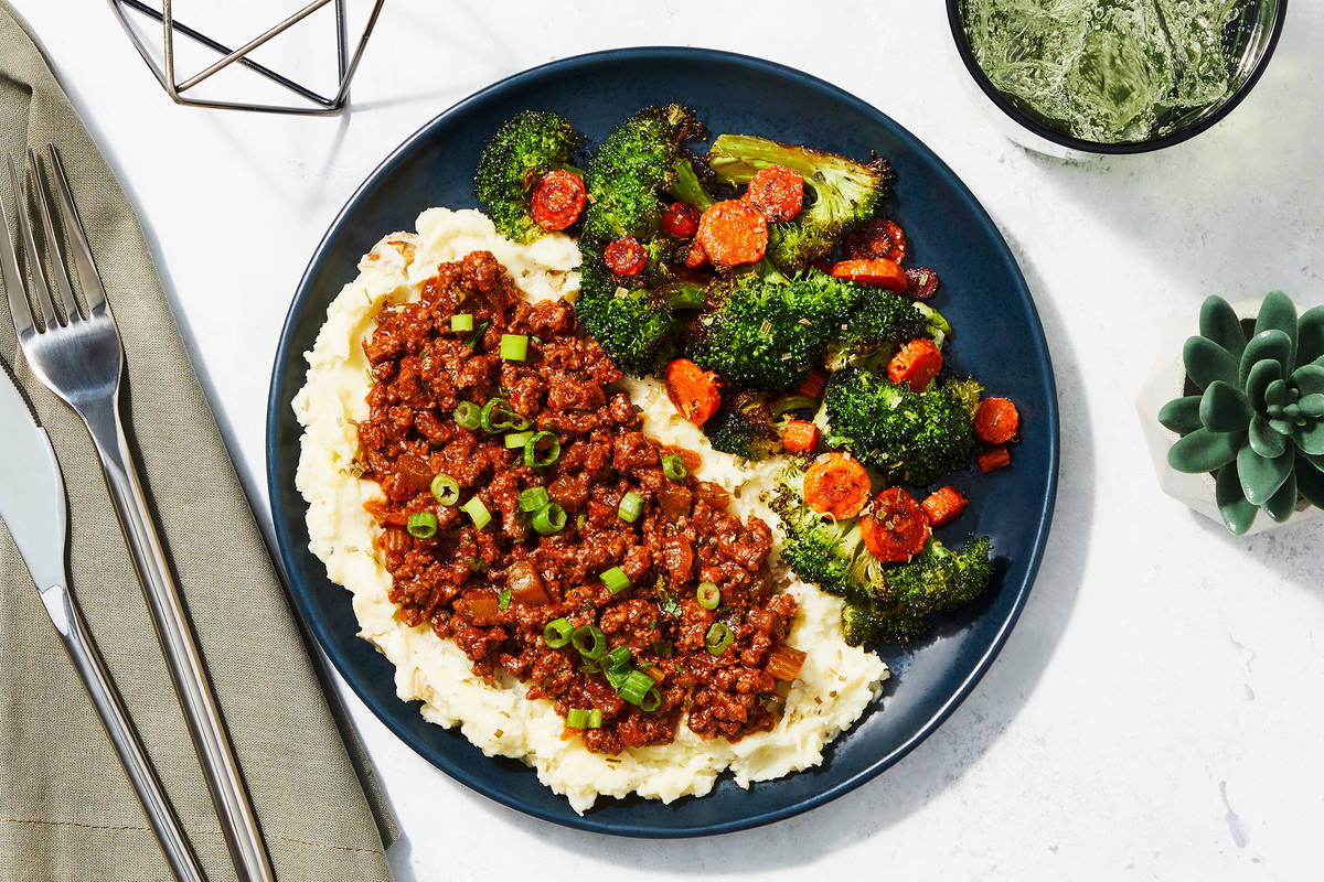 Bœuf haché et purée de pommes de terre à la ciboulette maison