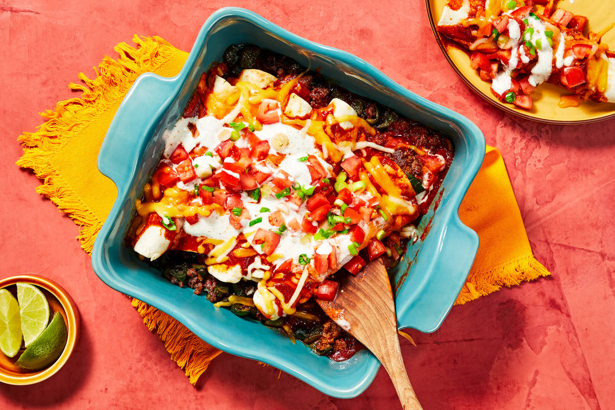 Tex-Mex Beef & Pepper Enchiladas