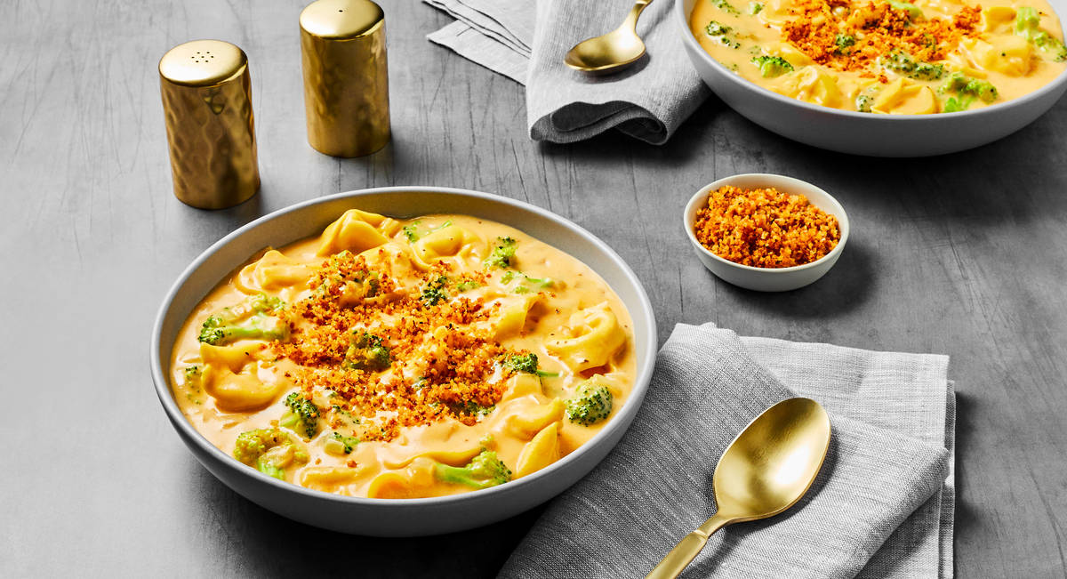 Broccoli Cheddar Tortelloni Soup
