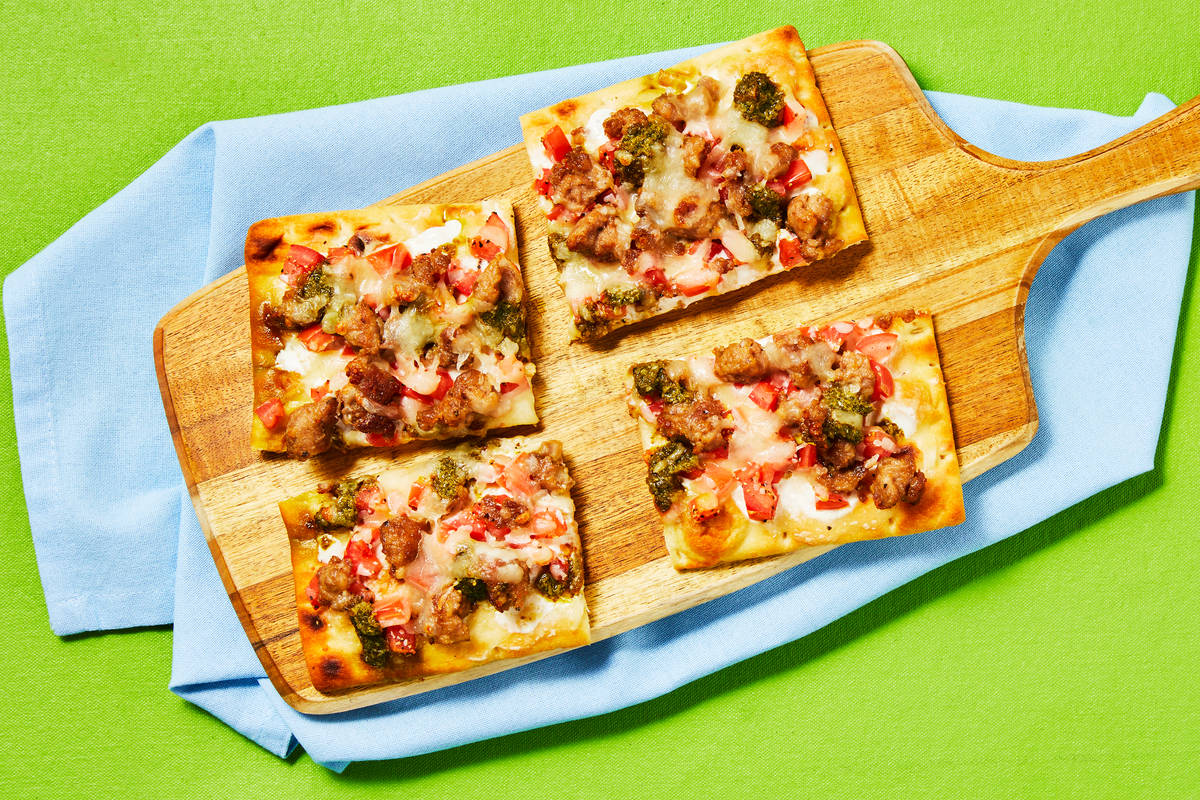 Pork Sausage Pesto Flatbreads