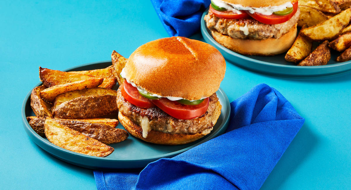 Pepper Jack Stuffed Beef Burgers