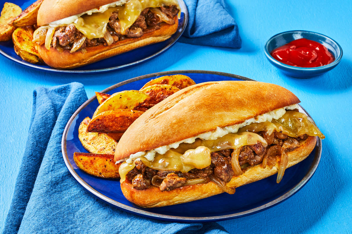 Cheesy Steak & Caramelized Onion Sandos