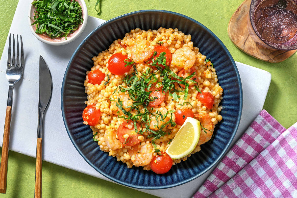 Pasta sarda mit Garnelen und Cherry-Tomaten