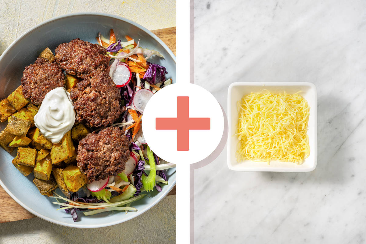 Indian-Spiced Beef Rissoles & Cheesy Bombay Potatoes