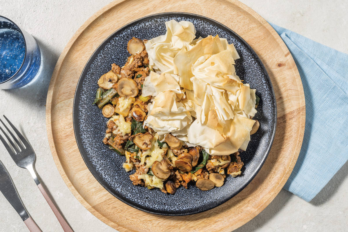 Homestyle Beef, Pork & Mushroom Filo Pie