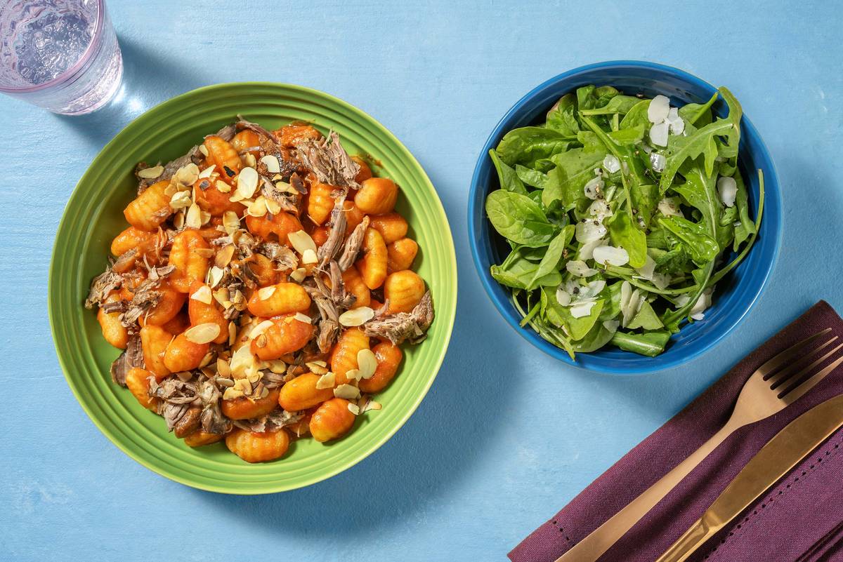 Roast Beef Brisket Ragu Gnocchi with Parmesan Cheese & Rocket Salad