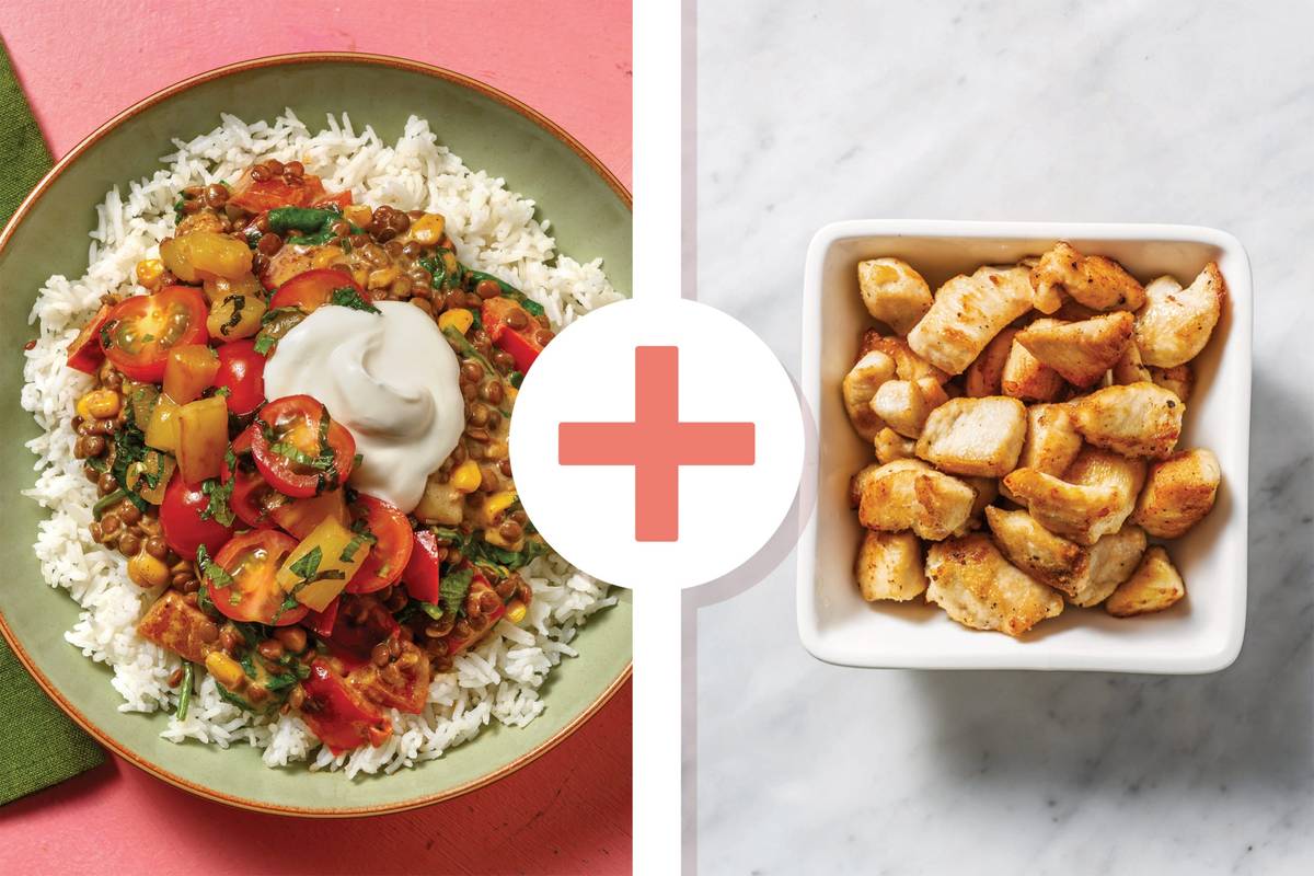 Caribbean Chicken, Lentil & Coconut Rice Bowl