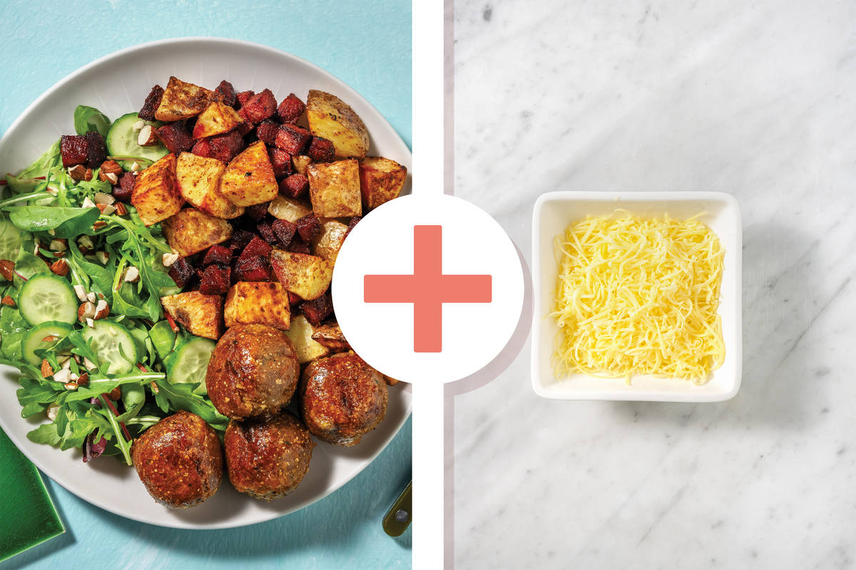 Apricot-Glazed Falafels & Cheesy Chermoula Veggies 