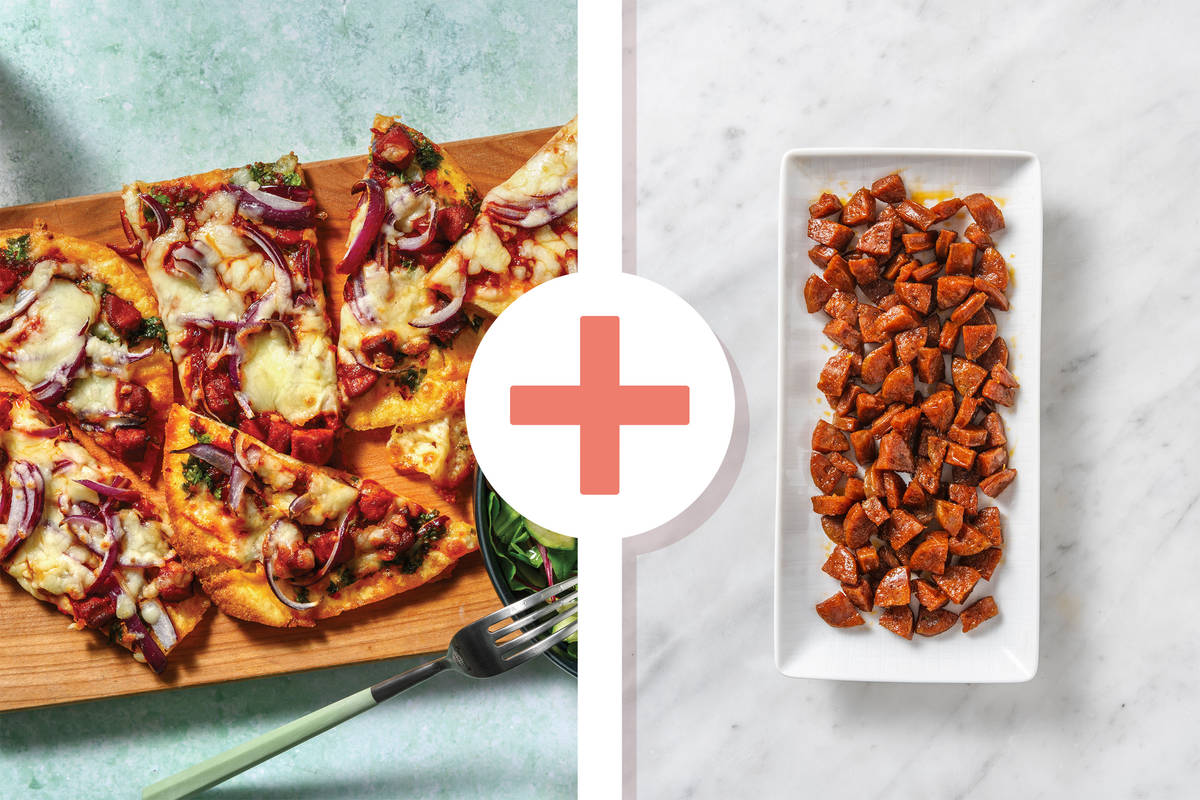 Quick Double Chorizo & Chimichurri Flatbread Pizza