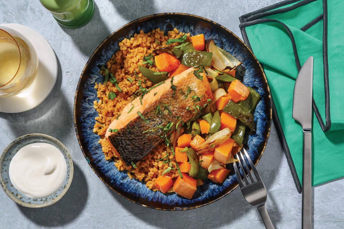 Honey-Glazed Salmon & Capsicum-Pumpkin Toss