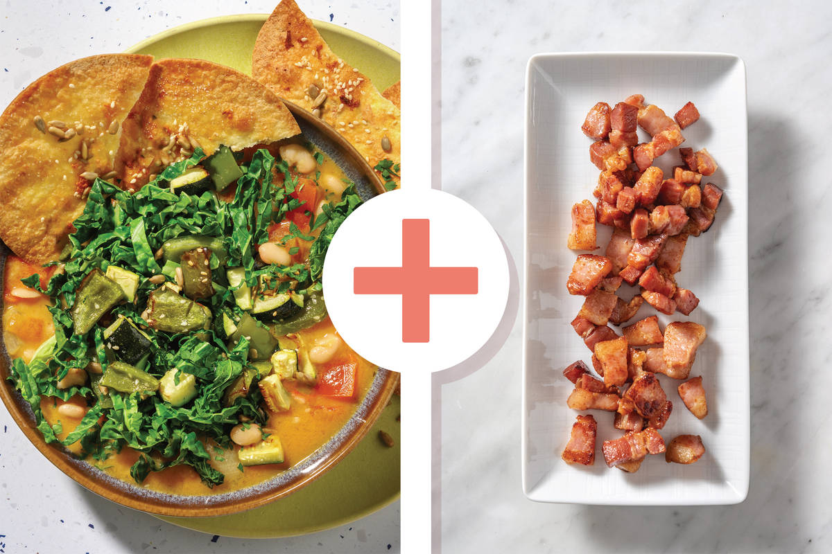 Chermoula White Bean, Bacon & Kale Soup