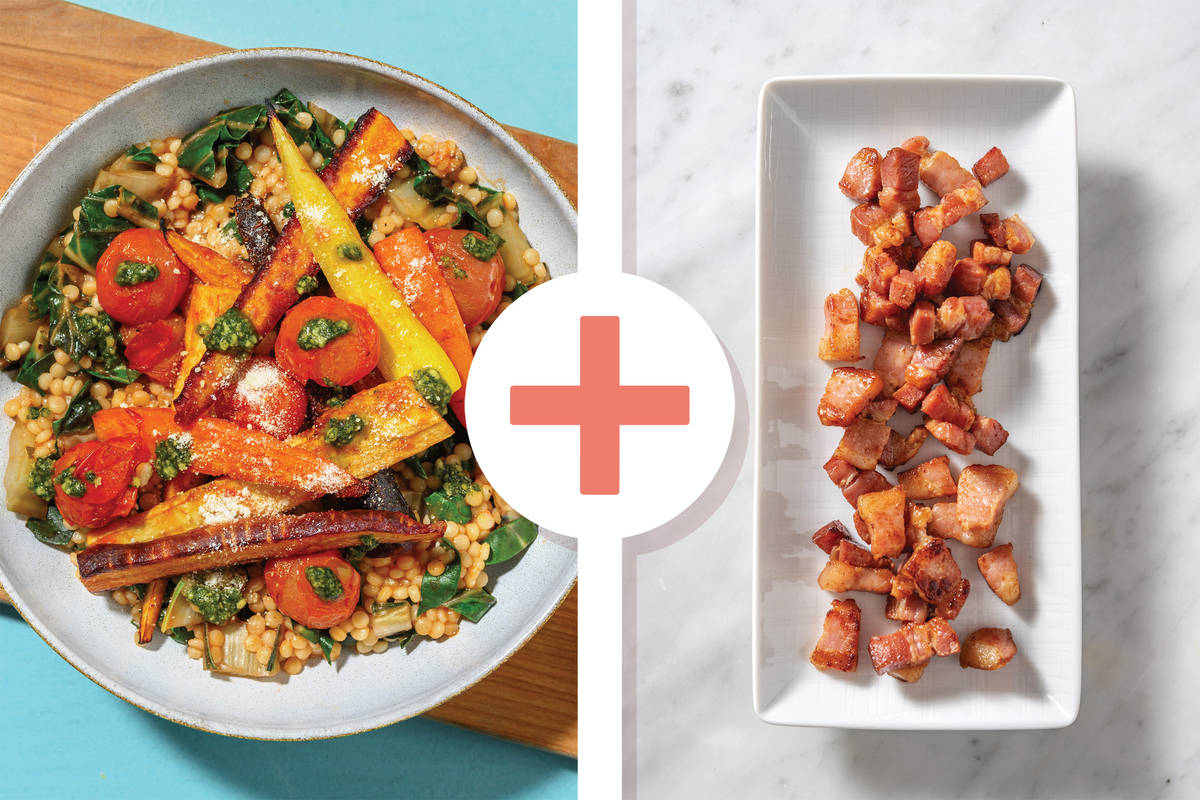 Rainbow Carrot, Bacon & Tomato-Baked Couscous