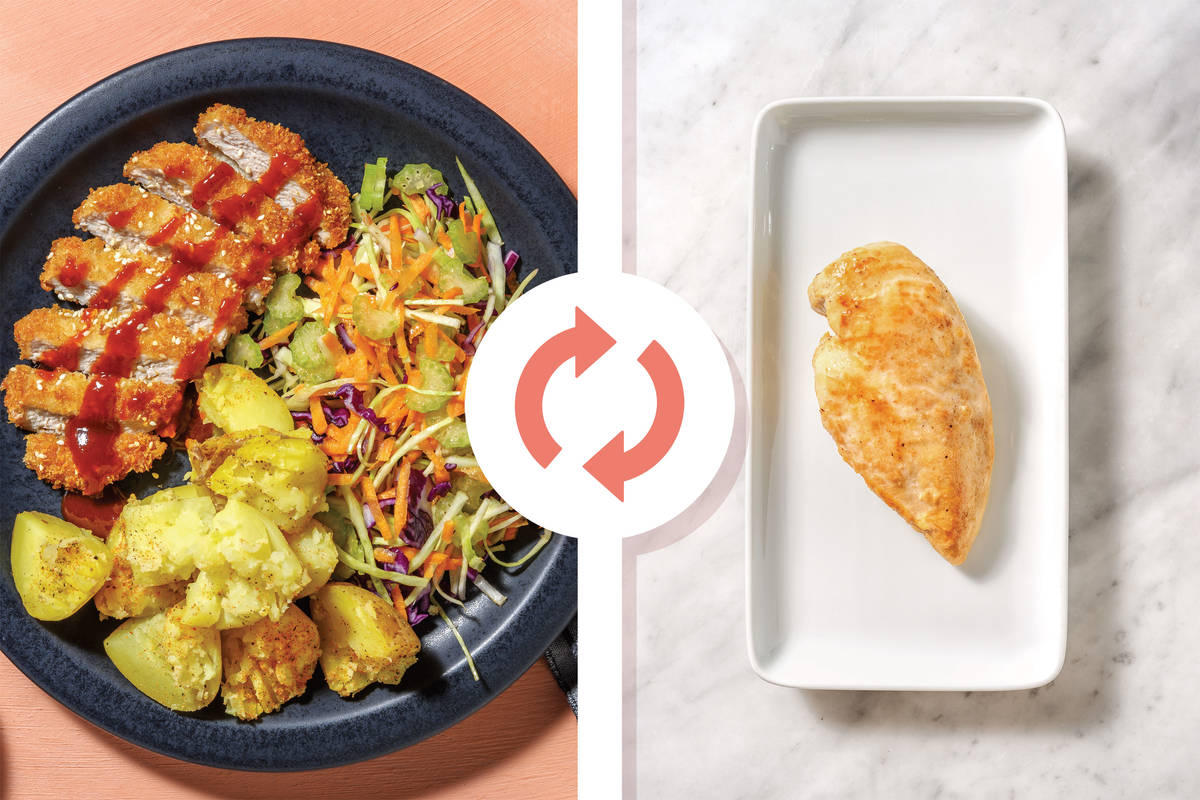 Sesame Chicken Schnitzel & Garlic Potatoes