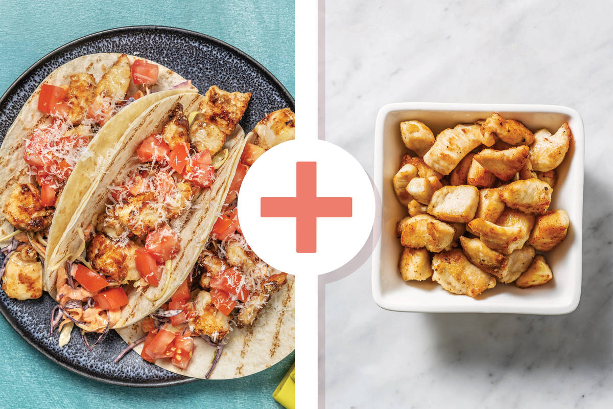 Double Popcorn Chicken Tacos with Slaw, Parmesan & Mayonnaise