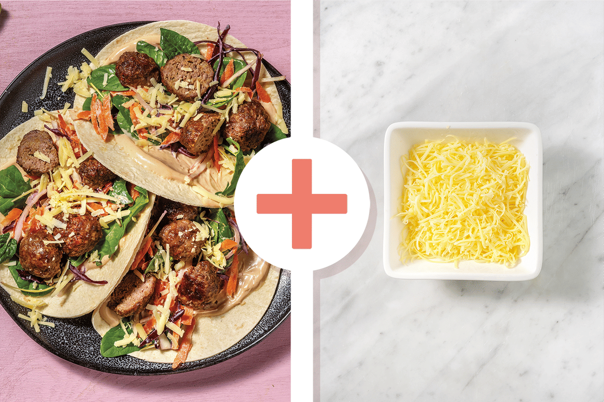 Quick Smokey Beef & Double Cheddar Meatball Tacos