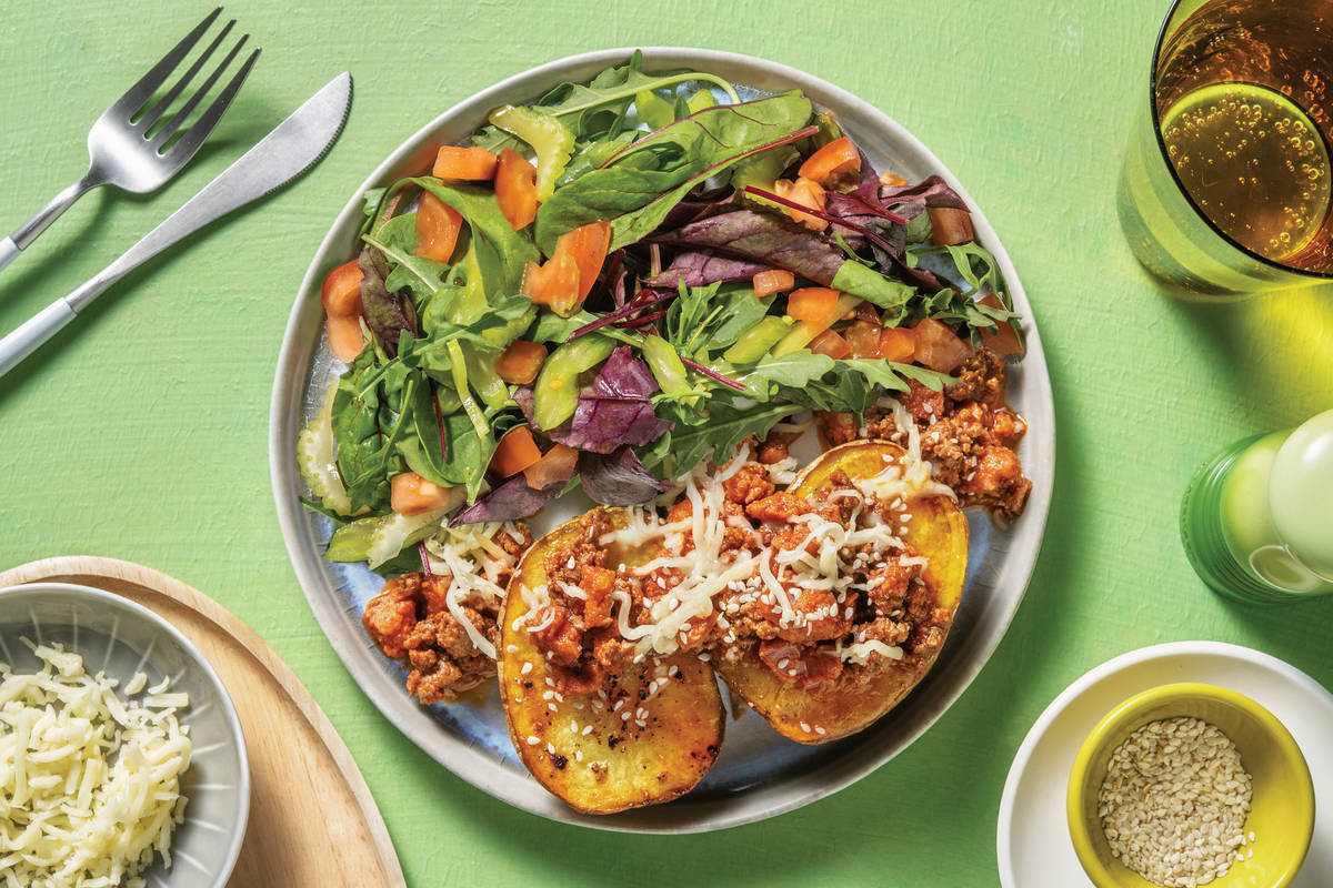 Loaded Beef & Chorizo Jacket Sweet Potatoes