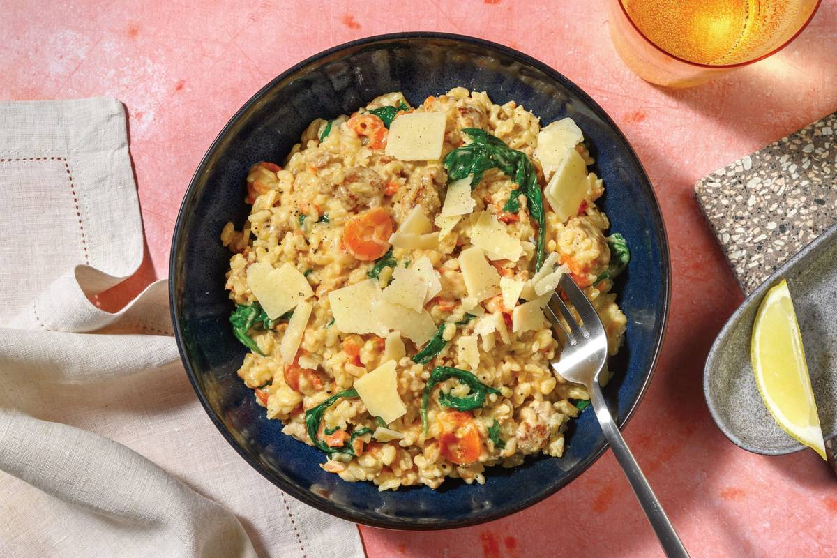 Double Creamy Pork & Spinach Risotto