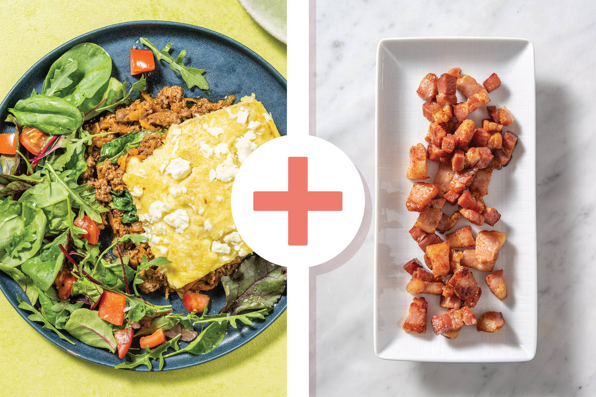 Middle Eastern Beef, Bacon & Fetta-Mash Pie