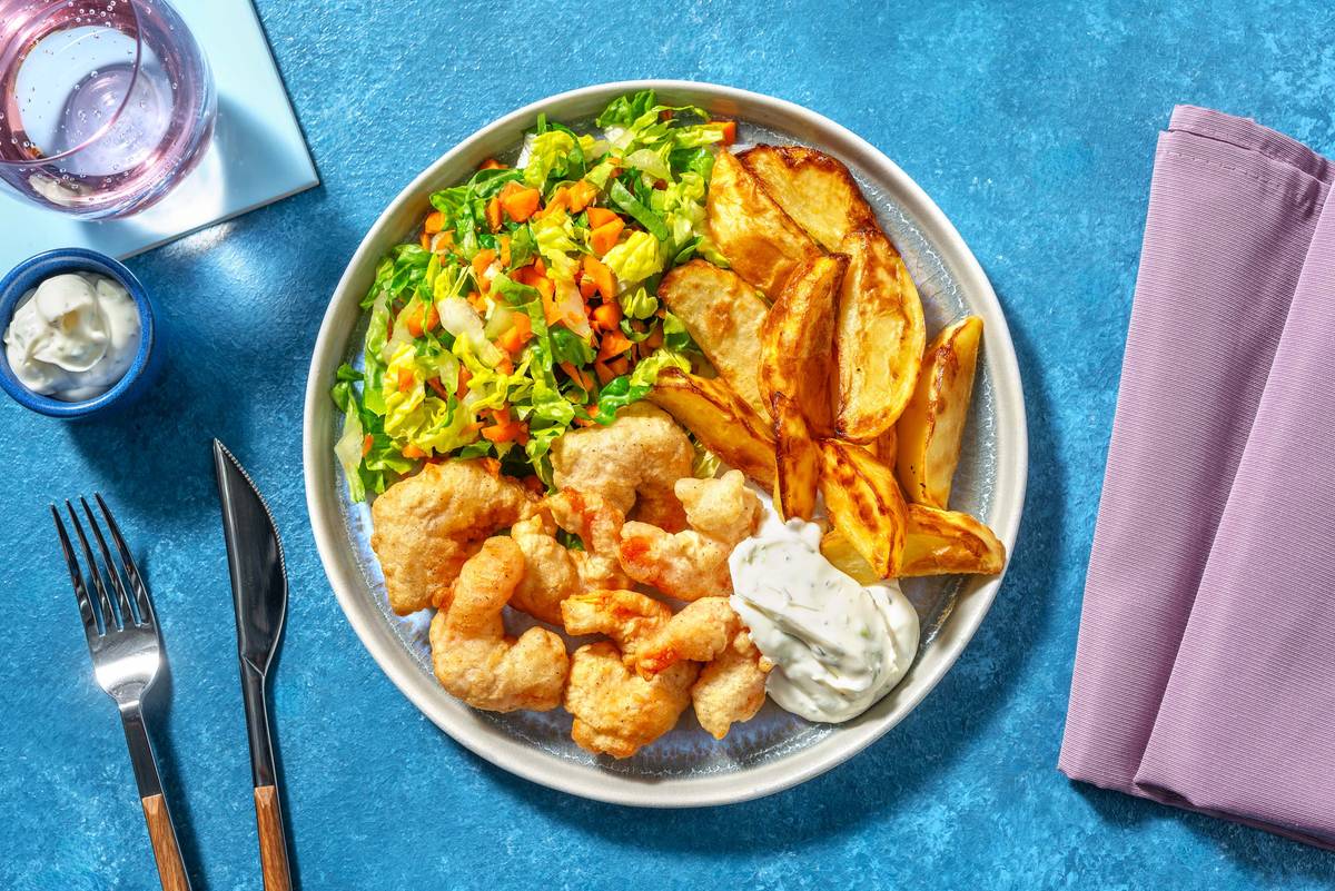 Panierte Crevetten mit Ranchdip