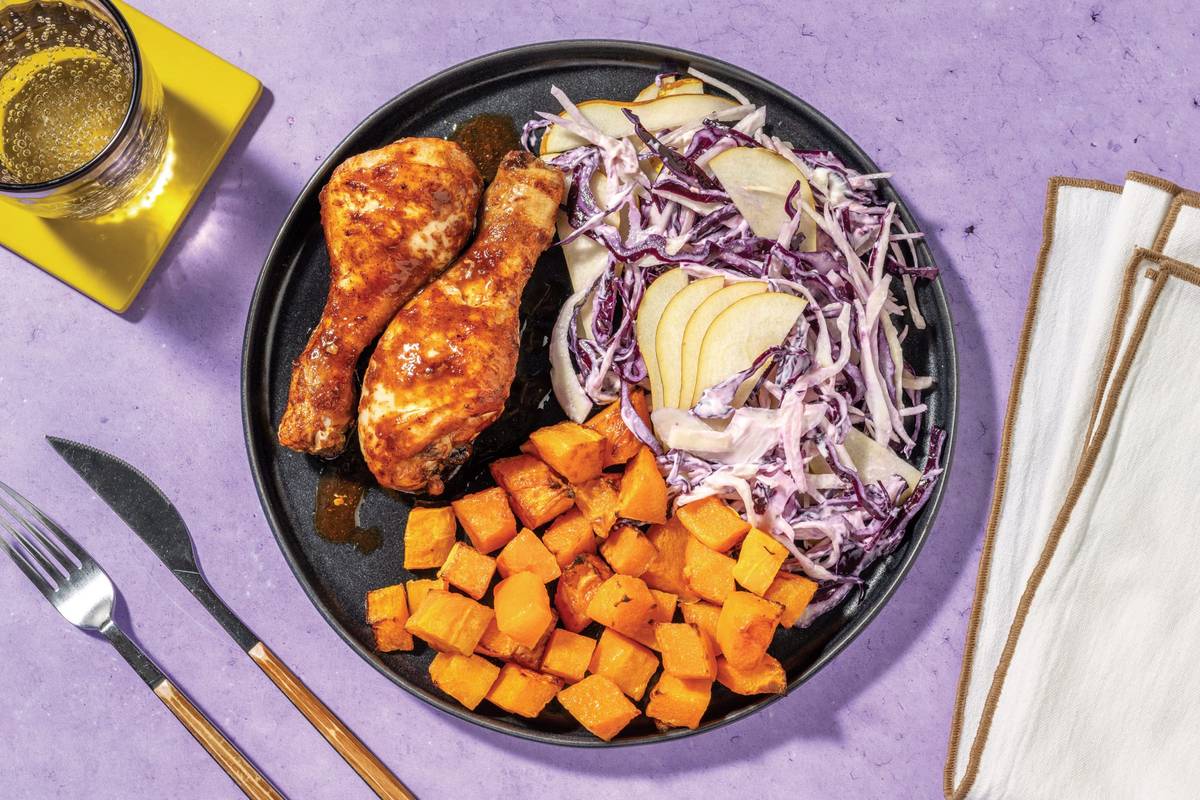 Sticky Chicken Thighs & Pumpkin