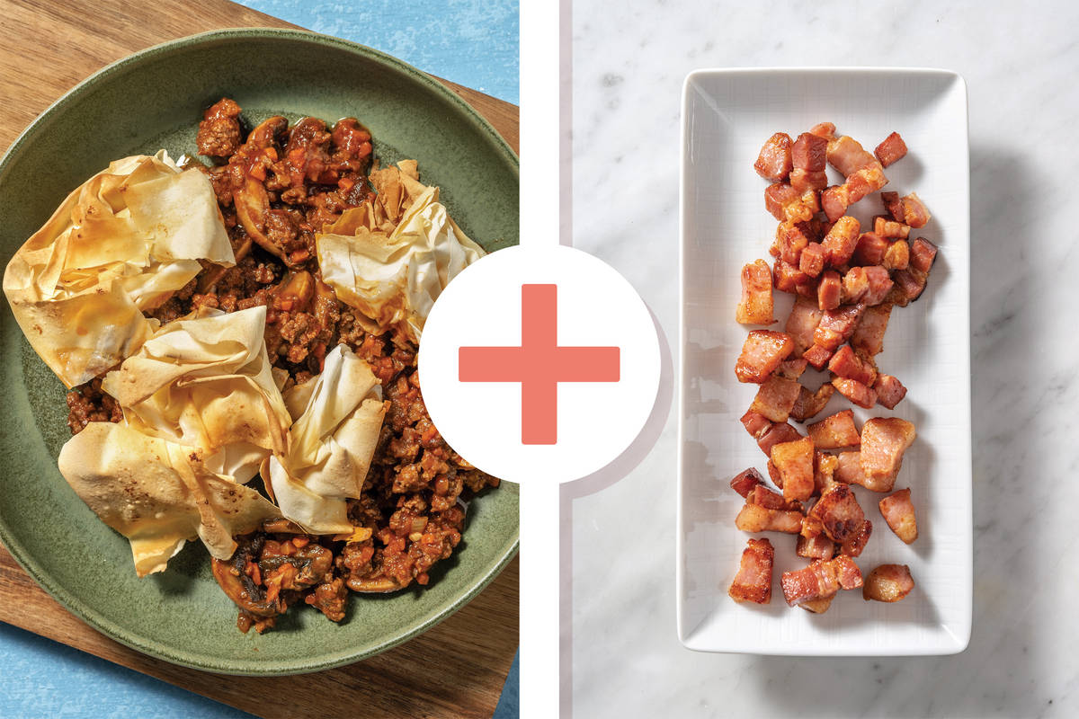 Easy Venison, Beef & Bacon Bolognese Filo Pie