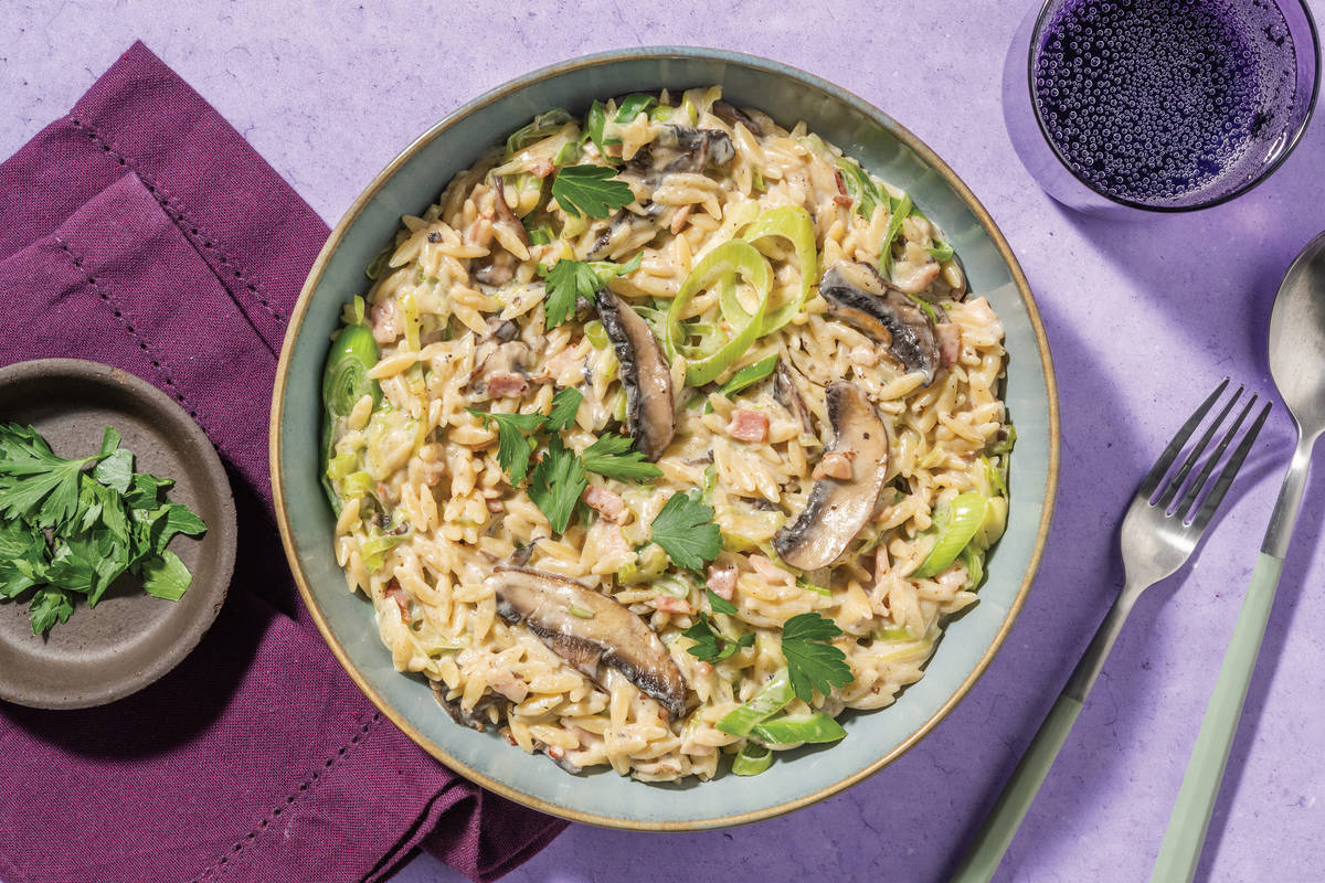 Creamy Bacon & Mushroom Israeli Couscous