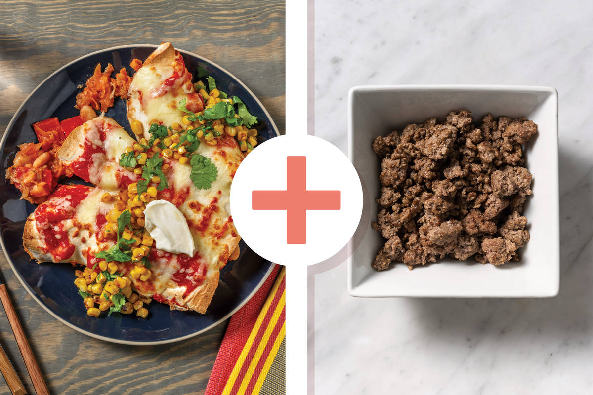 Cheezy White Bean, Beef & Capsicum Enchiladas